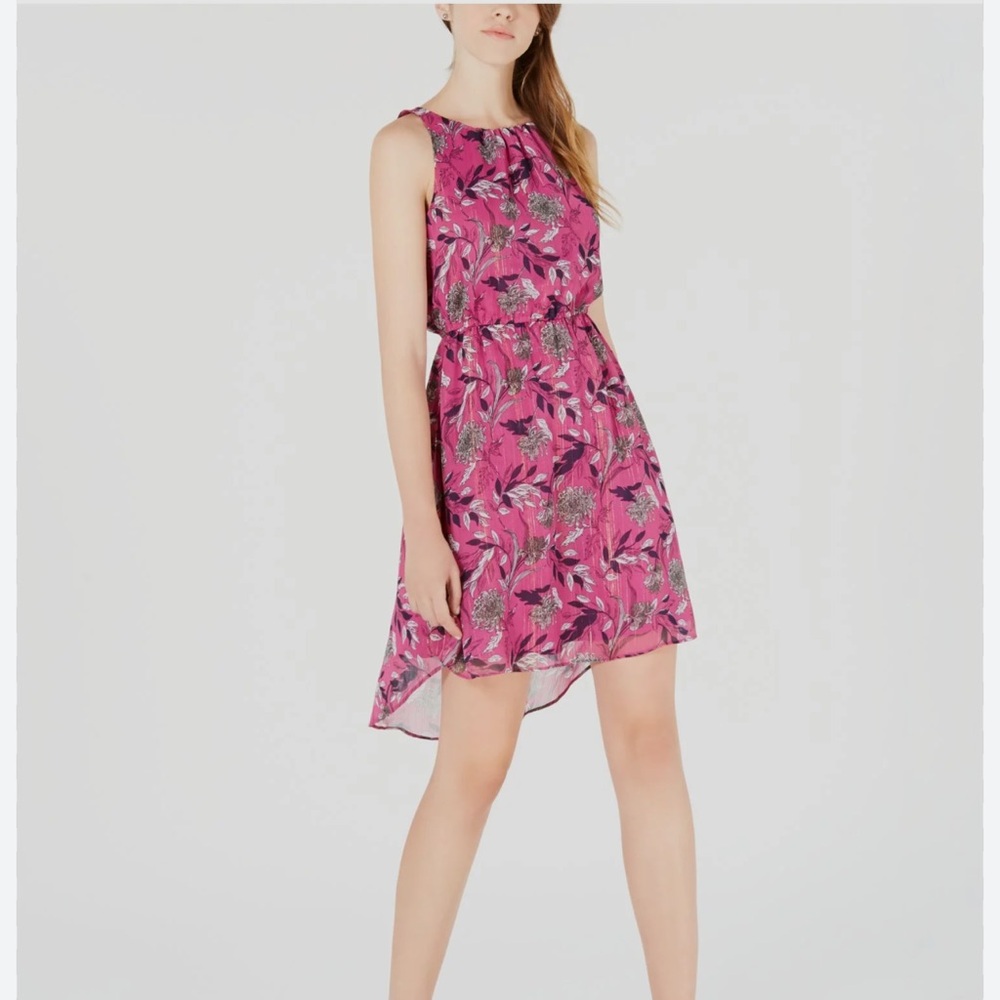 MAISON JULES Womens Purple Floral Sleeveless Halter Mini Sheath Dress XS xtra sm